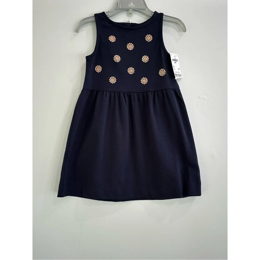 OshKosh B’gosh Sleeveless Dress NEW Size 3T Navy Gold